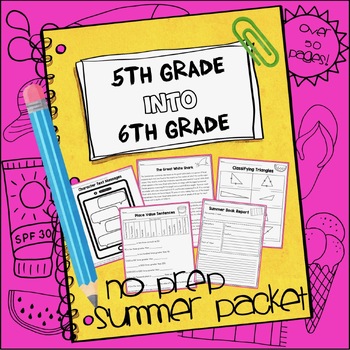 Preview of Fifth Grade into Sixth Grade No Prep Summer Packet