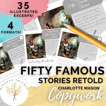 Preview of Fifty Famous Stories Retold Copywork Booklet (Charlotte Mason CM Homeschool)