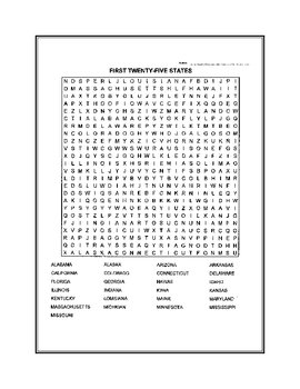 Fifty States Word Search By Connie Heflin Teachers Pay Teachers