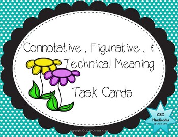 Preview of Connotative, Figurative, & Technical Meaning-Task Cards