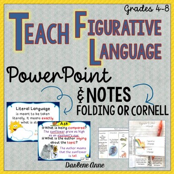 Preview of Figurative Language PowerPoint and Guided Notes: Cornell and Folding Interactive