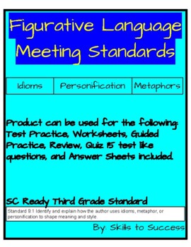 Preview of Figurative Language 3rd Grade SC Ready Test Prep/Practice/Printables