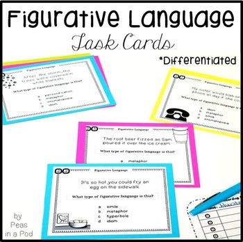Preview of Figurative Language Activities 3rd 4th 5th 6 Grade Figurative Language Task Card