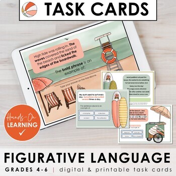 Preview of Figurative Language Task Cards & Activities with BOOM Cards™ (Print & Digital)