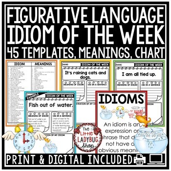 Preview of Idioms of the Week Worksheets Activity Figurative Language 3rd 4th Grade