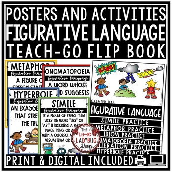 Preview of Figurative Language Activities Posters Worksheets Idioms Metaphors Similes