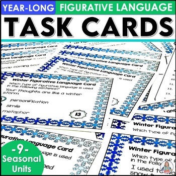 Preview of Figurative Language Activities - Task Cards Seasonal Bundle - ELA Test Prep