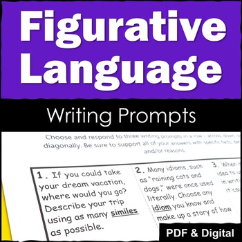 Preview of Figurative Language Activities - Writing Prompts - Print & Digital