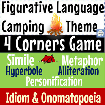 Preview of Figurative Language Activity ELA Reading Game 5th 6th Grade Camping End of Year