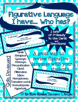Preview of Figurative Language Game Third Grade: I Have...Who Has?