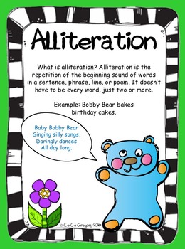 Preview of Figurative Language Alliteration Poster and Lesson Station Task Set