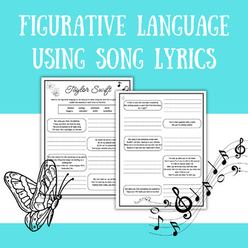 Preview of Figurative Language Analysis Through Song Lyrics-Taylor Swift