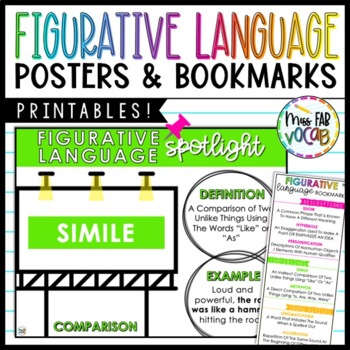 Preview of Types of Figurative Language Posters & Bookmarks
