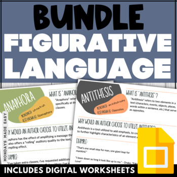 Preview of Figurative Language Poster Bundle - 32 Literary Device Vocabulary Worksheets