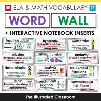 Preview of ELA & Math Word Wall Cards & Interactive Notebook Inserts