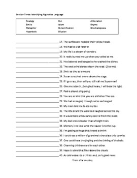 Figurative Language Assessment by EpiphanyofTruth | TpT