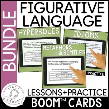 Preview of Figurative Language Speech Therapy Activities BUNDLE Boom™ Cards Task Cards