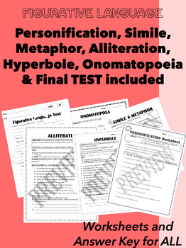 Preview of Figurative Language BUNDLE with Worksheets, Answers & TEST /