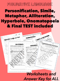 Figurative Language BUNDLE with Worksheets, Answers & TEST /