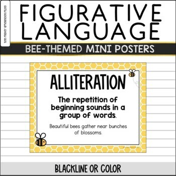 Preview of Figurative Language Bee-Themed Mini Posters | Anchor Charts