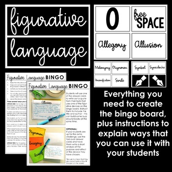 classroom bingo to identify figurative language