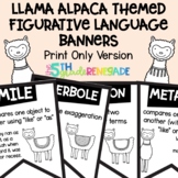 Figurative Language Black & White Banners Llama Alpaca The