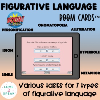 Preview of Figurative Language Boom Cards ™