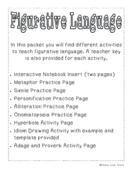 Preview of Figurative Language Bundle (Similie, Metaphor, idiom adage, proverb and more!)