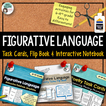 Preview of Figurative Language - Task Cards, Flip Book and Interactive Notebook