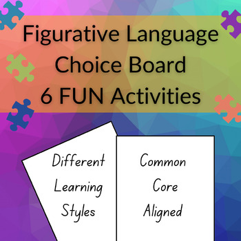 Preview of Figurative Language Choice Board (Independent Work or Emergency Sub Plan)