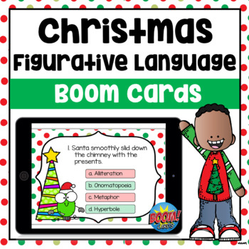 Preview of Figurative Language Christmas Boom Cards | Distance Learning