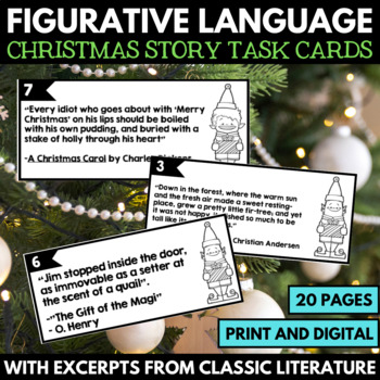 Preview of Figurative Language Christmas - Short Stories with Figurative Language Cards