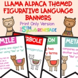 Figurative Language Color Banners Llama Alpaca Theme Print