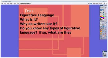 Preview of Figurative Language Common Core Objective 5th Grade Flip chart