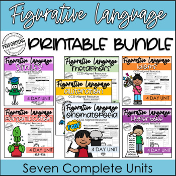 Preview of Figurative Language Complete Units Bundle | Worksheets, Mini-Lesson, Anchor