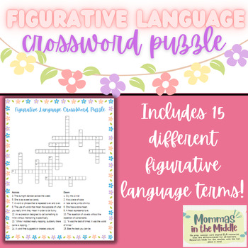 Figurative Language Crossword Puzzle   Answer Key by Mommas in the Middle