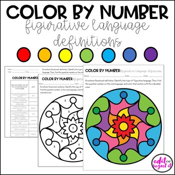 Preview of Figurative Language Definitions Color by Number