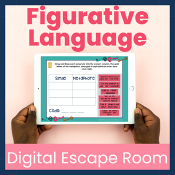 Preview of Figurative Language Digital Escape Room - Poetry in Song Lyrics Review Activity