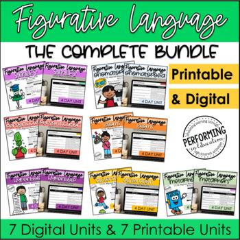 Preview of Figurative Language Digital & Print Bundle | All Unit Activities, Anchor Charts