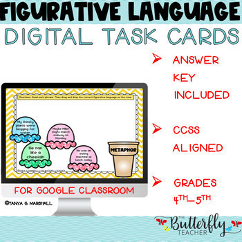 Preview of Figurative Language Digital Task Cards | Metaphors, Similes, Idioms