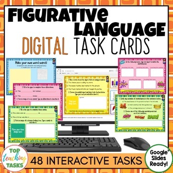 Preview of Figurative Language Digital Task Cards for Google Classroom