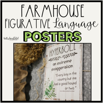 Preview of Figurative Language ELA Posters Farmhouse Classroom Decor