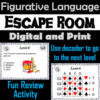 Preview of Figurative Language Escape Room Activity (Figure of Speech Game)