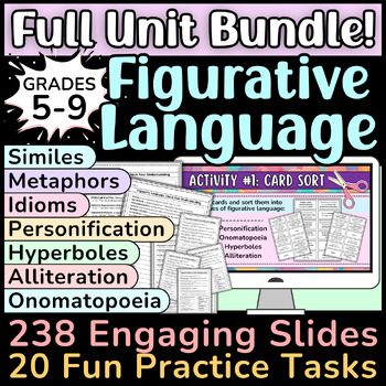 Preview of Figurative Language FULL UNIT: 238 Engaging Slides + 20 Fun Practice Activities!