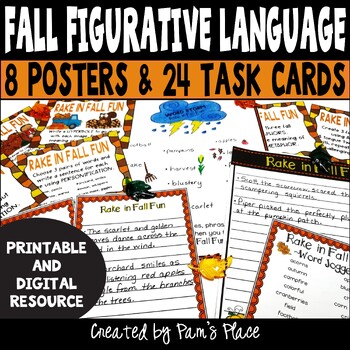 Preview of Fall Figurative Language Task Cards - Simile, Metaphor, Idiom, & More