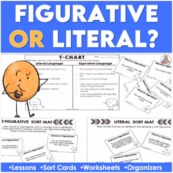 Preview of Figurative Language & Figurative vs Literal Language Sort Activity