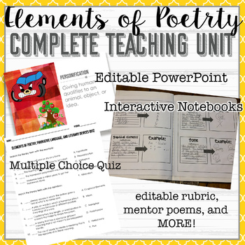 Preview of Elements of Poetry: Complete Teaching Unit - UPDATED FOR DISTANCE LEARNING