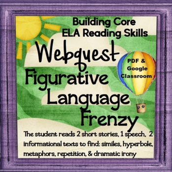 Preview of Figurative Language Frenzy Webquest - Using 5 Nonfiction & Fiction Texts - FREE