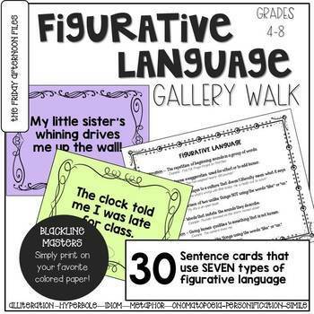 Preview of Figurative Language Gallery Walk Review Activity | Test Prep Full-Page Task Card