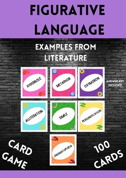 Preview of Figurative Language Game Cards- Sorting Game- Examples from Literature
